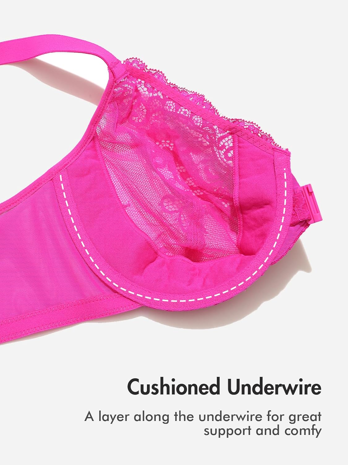 DELIMIRA Women's Front Closure Lace Underwire Sheer Bras Plus Size Full Coverage Sexy Plunge Unlined Bra - Image 3