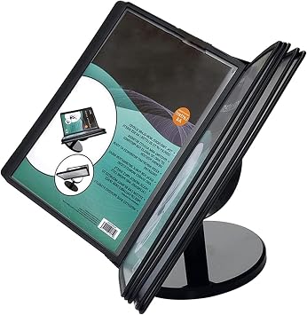 Desk Reference Organizer - Adjustable Desktop Reference System, 10 Page Double-Sided Panels, Letter-Size, Deluxe Catalog Display Rack, for Office/Home Display and Storage A4 Documents