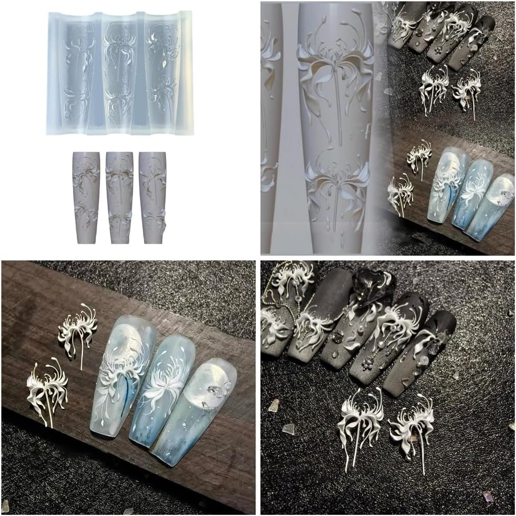 3D Carving Silicone Mold Nail Stamping Pattern Nails Stencils DIY Manicure Tool