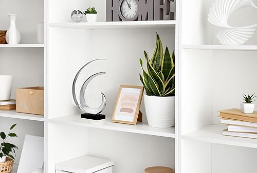 Miniatura 4 de Modern Day Accents 3578 Escultura de ola oleada, escultura abstracta, estatuas de arte plateadas, esculturas para decoración del hogar, hogar u