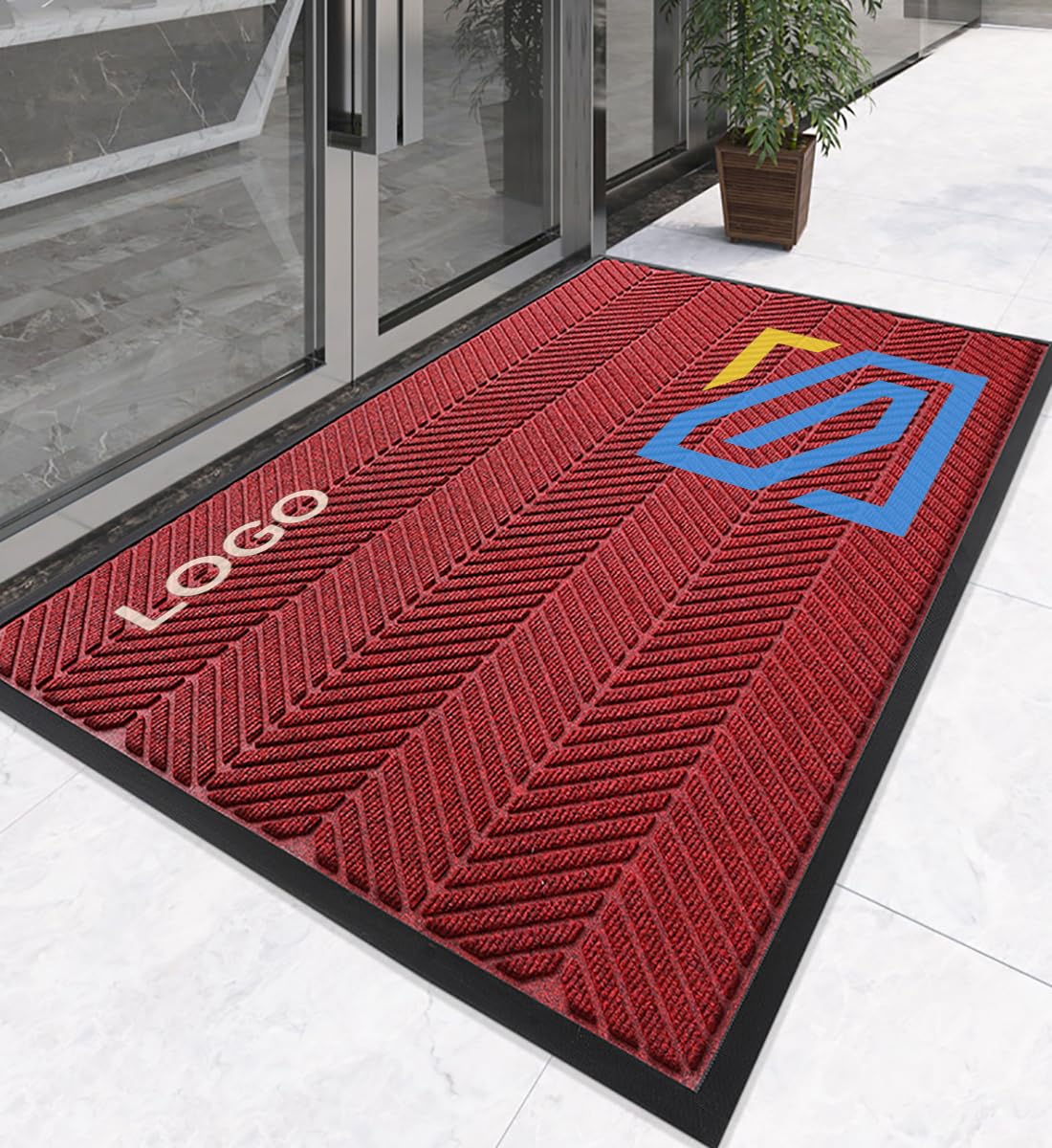 Tapis Personnalisé Entrée Paillasson Intérieur ou Extérieur Personnalisable Famille avec Logo et Texte Antidérapant et Absorbant pour Maison, Porte de Bienvenue (90×60 cm)