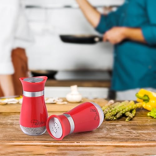 Miniatura 7 de Lonffery Juego de saleros y pimenteros  Recipientes de sal para regalos, decoración de cocina, hogar, caravana, campamento, barbacoa, dispensador de