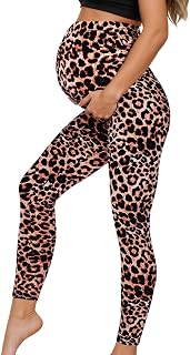 Generisch Leopard, leggings premaman da donna, a vita alta, opachi, per il tempo libero, elasticizzati, per la gravidanza, pantaloni lunghi a compressione