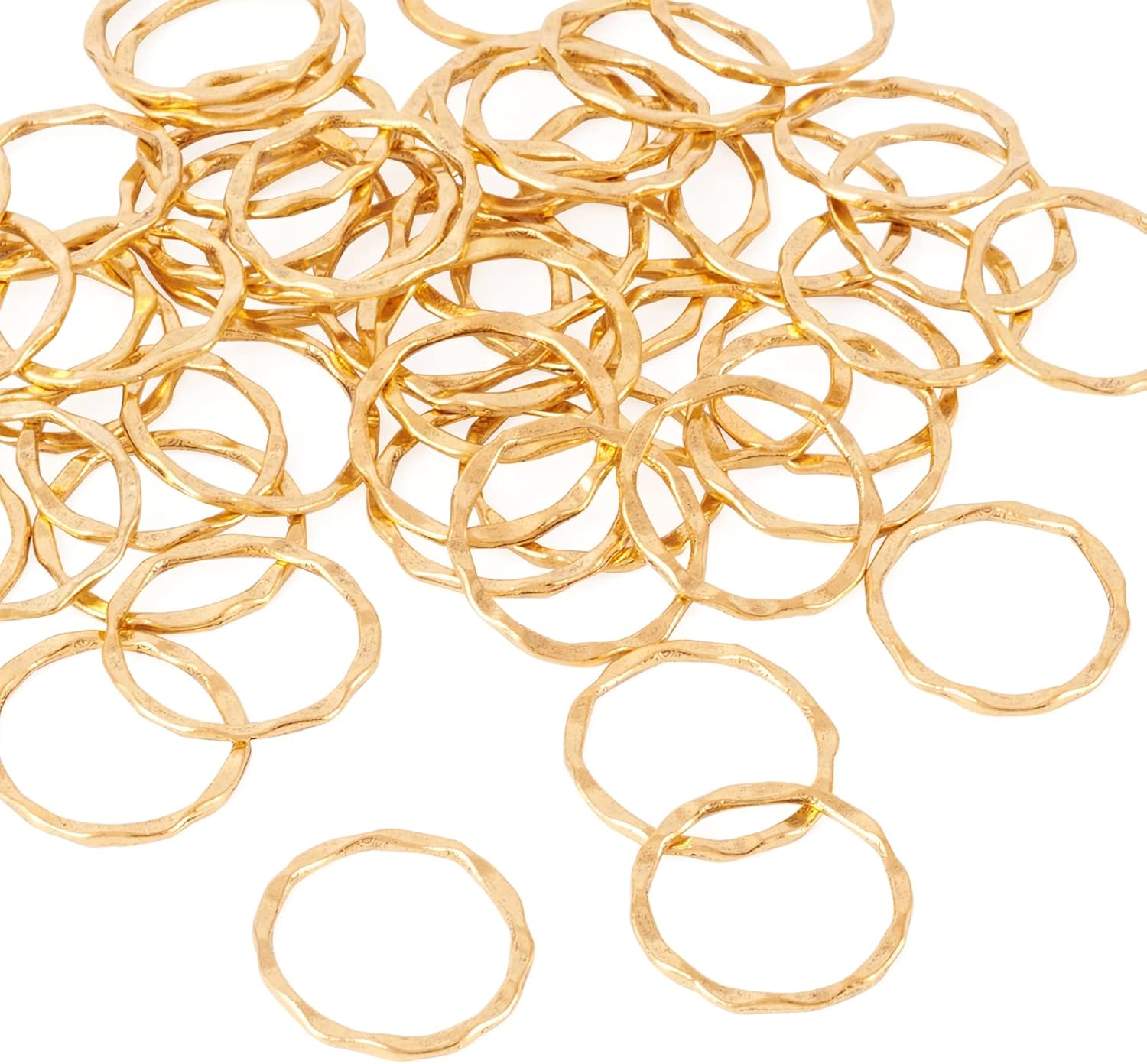 Craftdady 50Pcs 22mm Tibetan Round Linking Rings Antique Gold Alloy Hollow Bezels Circle Frames Pendants Connector Charms for Dangle Earrings Jewelry Crafts Making