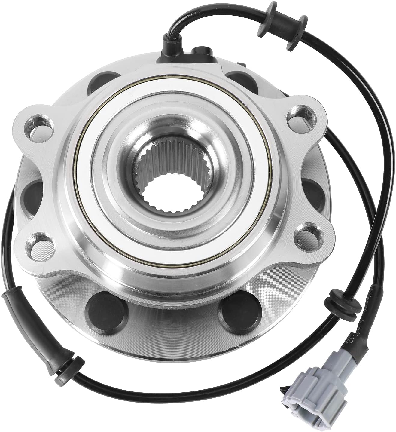 Factory Style Front Wheel Bearing Hub Assembly with ABS Sensor Plug Compatible with Nissan Frontier NP300 Pathfinder Xterra 4WD 2005-2019, Driver or Passenger Side, Bare Steel