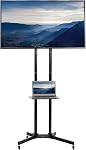 VIVO Chariot Mobile pour Téléviseur pour Écrans de 32 à 83 po jusqu'à 110 lbs, Panneaux LCD LED OLED 4K Plat et Courbé, Support Roulant avec Étagère pour Ordinateur Portable DVD, Roues à Verrouillage, Max VESA 600x400, Noir, STAND-TV03E