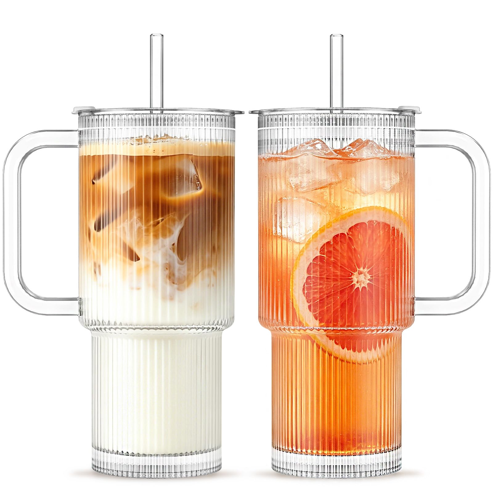 INSETLAN Ribbed Glass Tumbler