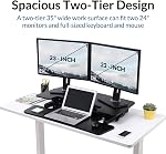 SANODESK 35in Standing Desk Converter Height Adjustable Sit to Stand up Desk Riser Computer Workstation with Keyboard Tray Wide 2-Tier Desktop Black
