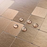 Vista 2 de DICOFUN 1 hoja de azulejos de cobre para despegar y pegar, azulejos de acero inoxidable para salpicaduras de metal para cocina, pegar en protector