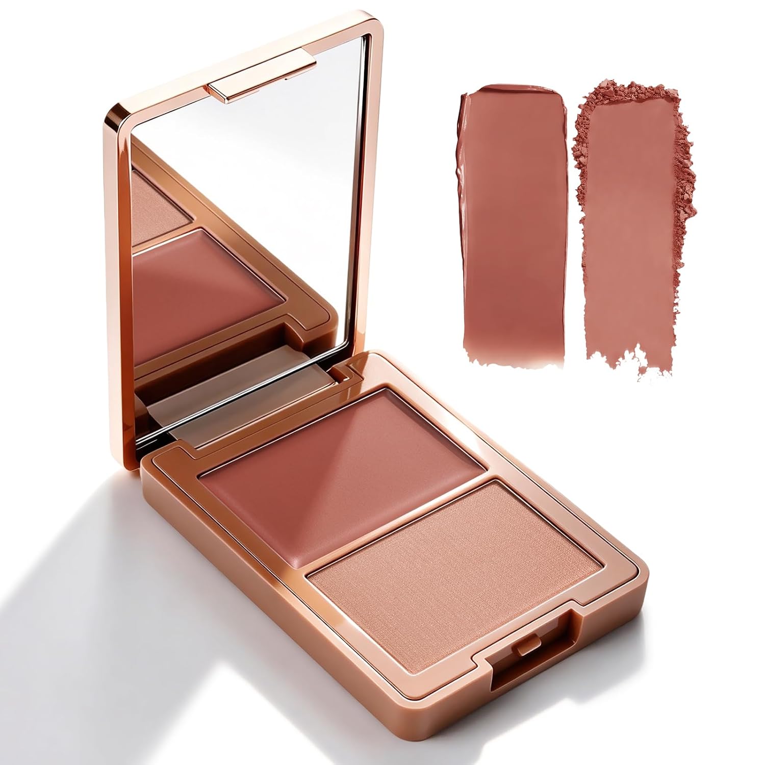 KYDA Warm Rose Cream and Powder Blush Duo, 2-in-1 Rose Blush Palette