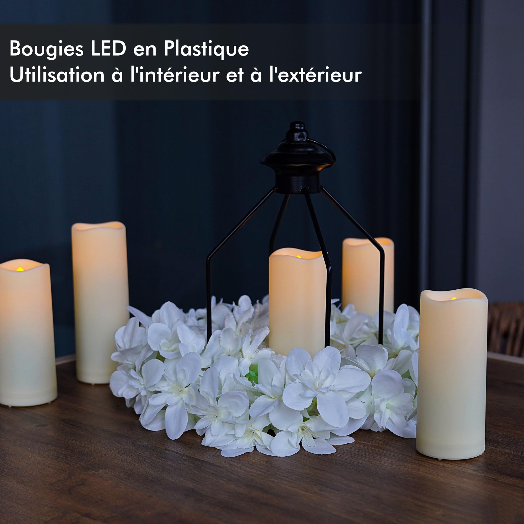 Fanna 12 Bougies LED Résistantes à L'eau avec 2 Télécommandes, Lampe Bougies en Plastique pour centres de table mariage, Usage Intérieure et Extérieure - D 5,5 cm, H 12,5/15/ 18 cm