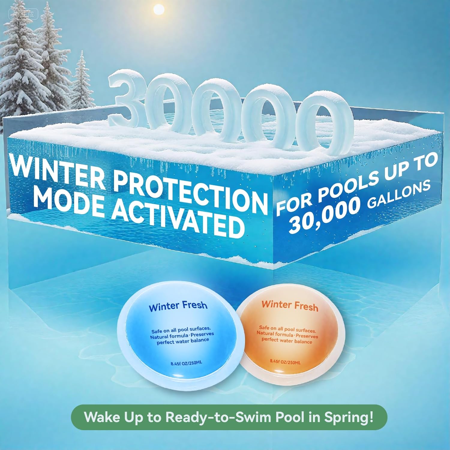 Pool Closing Kit for Above Ground and Inground Pool, 3-in-1 Non-Chlorine Pool Winterizing Kit, Easy to Use Pool Winterizer Up to 30000 Gallons, 2 Pack