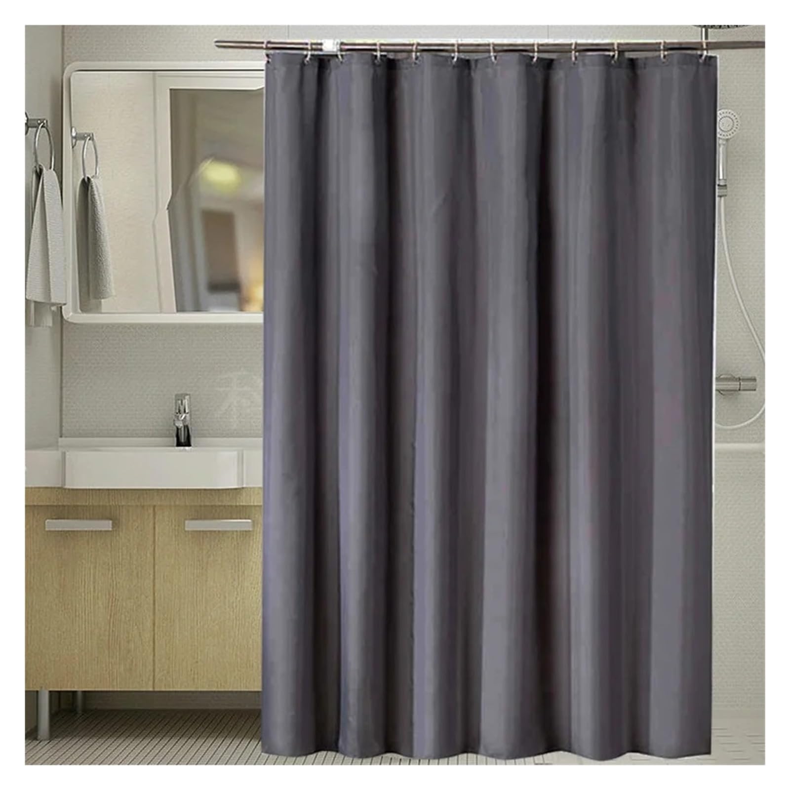 Generisch Dunkelgrauer 180 x 200 cm Dicker wasserdichter Polyester-Duschvorhang for Badezimmer