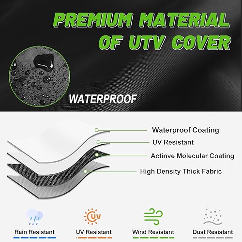 Miniatura 4 de COVERVIN Cubierta UTV XL, resistente 210D Oxford para exteriores, cubierta impermeable Polaris RZR, accesorios laterales a laterales, cubierta de
