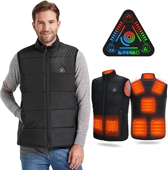 KOVNLO Heated Vest For Men, 8 Heating Zones, Lightsout Design