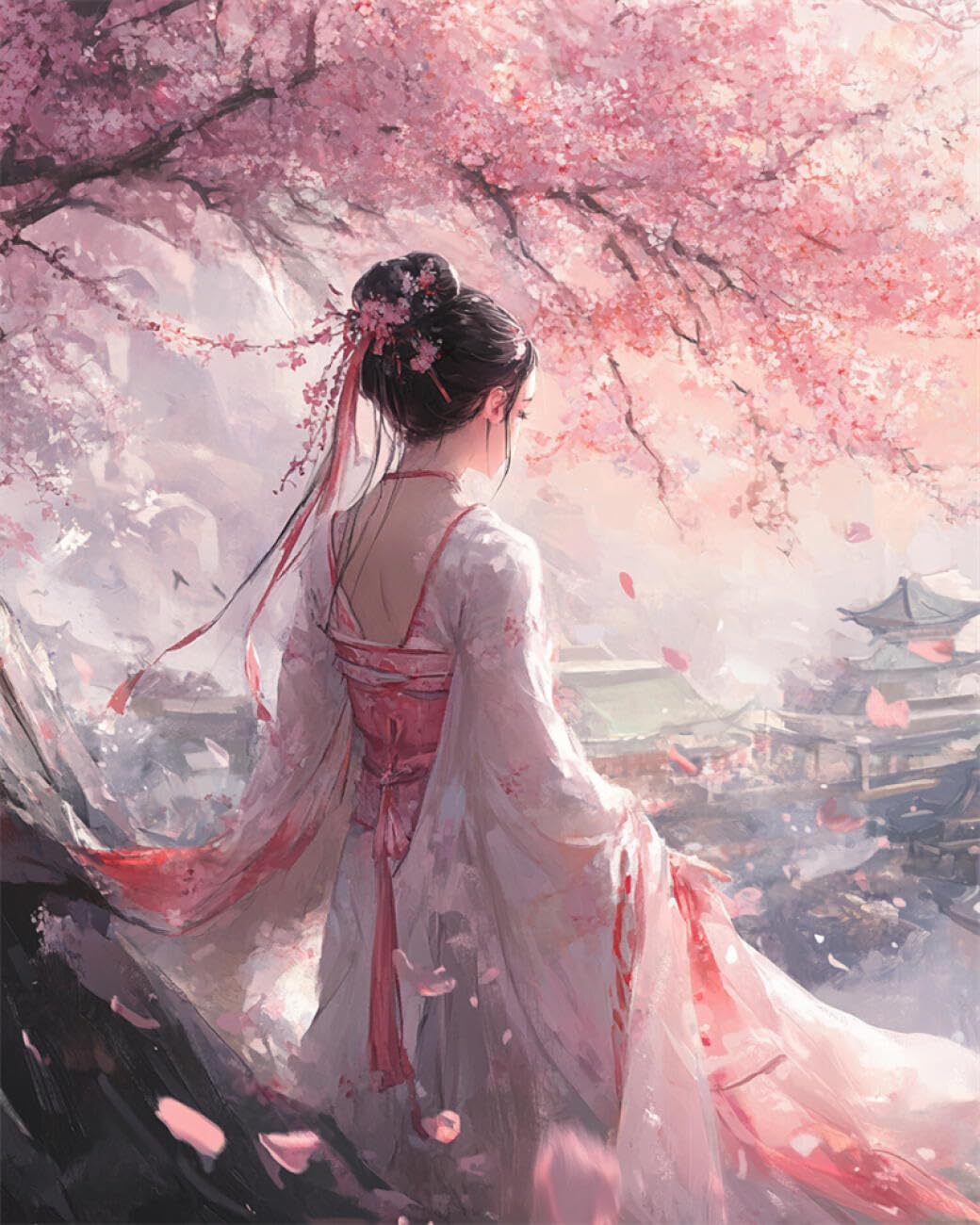 Rkflgew K 14Ct Pre Printed Cross Stitch Its Fantasy Eastern Woman Cross-Stitch Its For Beginner Or Adults,Diy Easy Counted Needlewor Embroidery Set Home Decoration 40X50cm