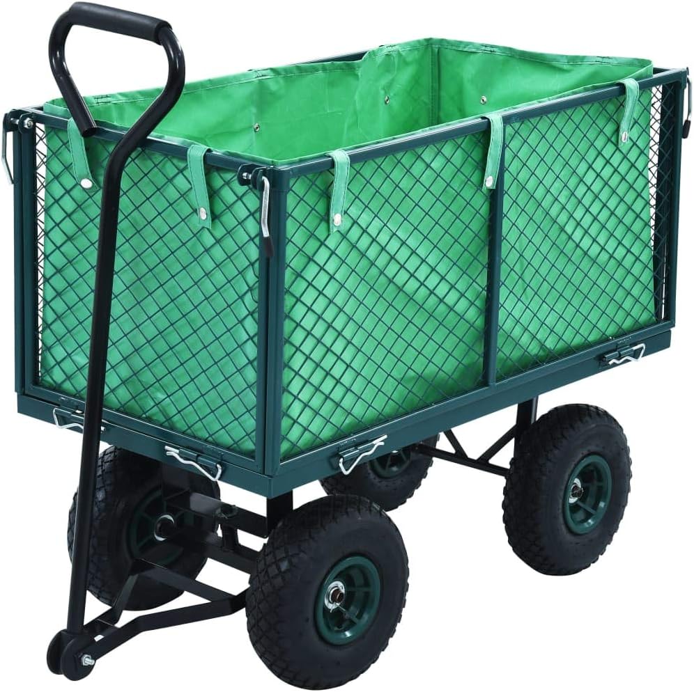 Festnight Garden Trolley Handcart up to 350 kg Load Capacity Hand Trolley Garden Trolley Green 350 kg