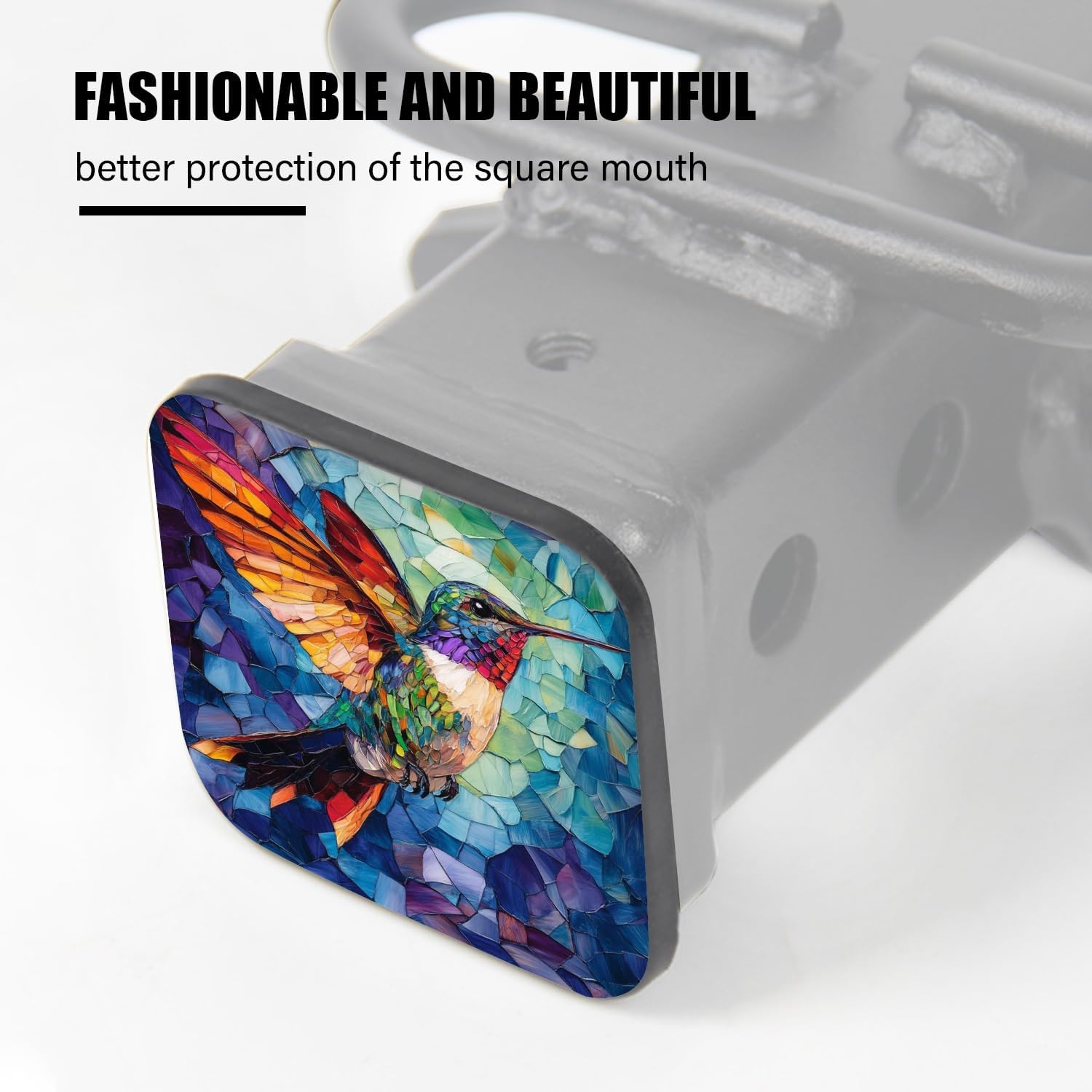Hitch Cover Fits for 2-Inch Hitch,A Vividly Colored Hummingbird in Mid - Air Rubber Trailer Hitch Cover Tube Plug Insert,Car Exterior Accessories, Receiver Tube Hitch Plug