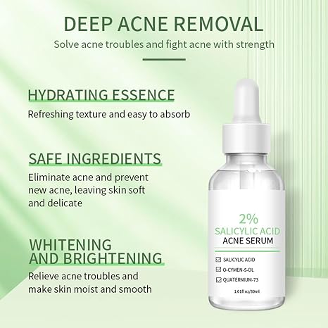 Aoseiens Acne Spot Treatment Serum for Face with 2% Salicylic Acid Face Serum for Acne Prone Skin Soothing Redness Clarifying Oil Skin Care for Teens and Adults