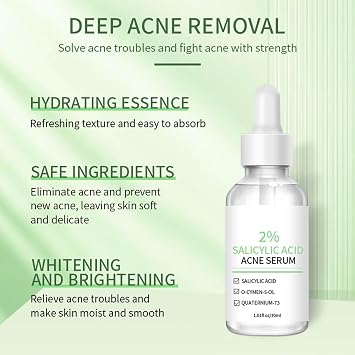 Aoseiens Acne Spot Treatment Serum for Face with 2% Salicylic Acid Face Serum for Acne Prone Skin Soothing Redness Clarifying Oil Skin Care for Teens and Adults