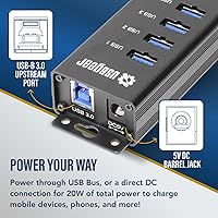 Vista 6 de USBGear 7-Port USB 3.0 Mountable Charging and SuperSpeed Data Hub with 5V/4A Power Adapter and USB Type-A to Type-B Cable Included, Up to 900mA per
