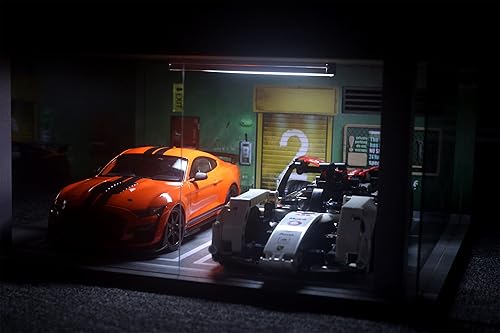 Miniatura 8 de Vitrina de coche modelo a escala 118  vitrina de garaje de coche 118 con cubierta de acrílico transparente e iluminación LED para automóviles