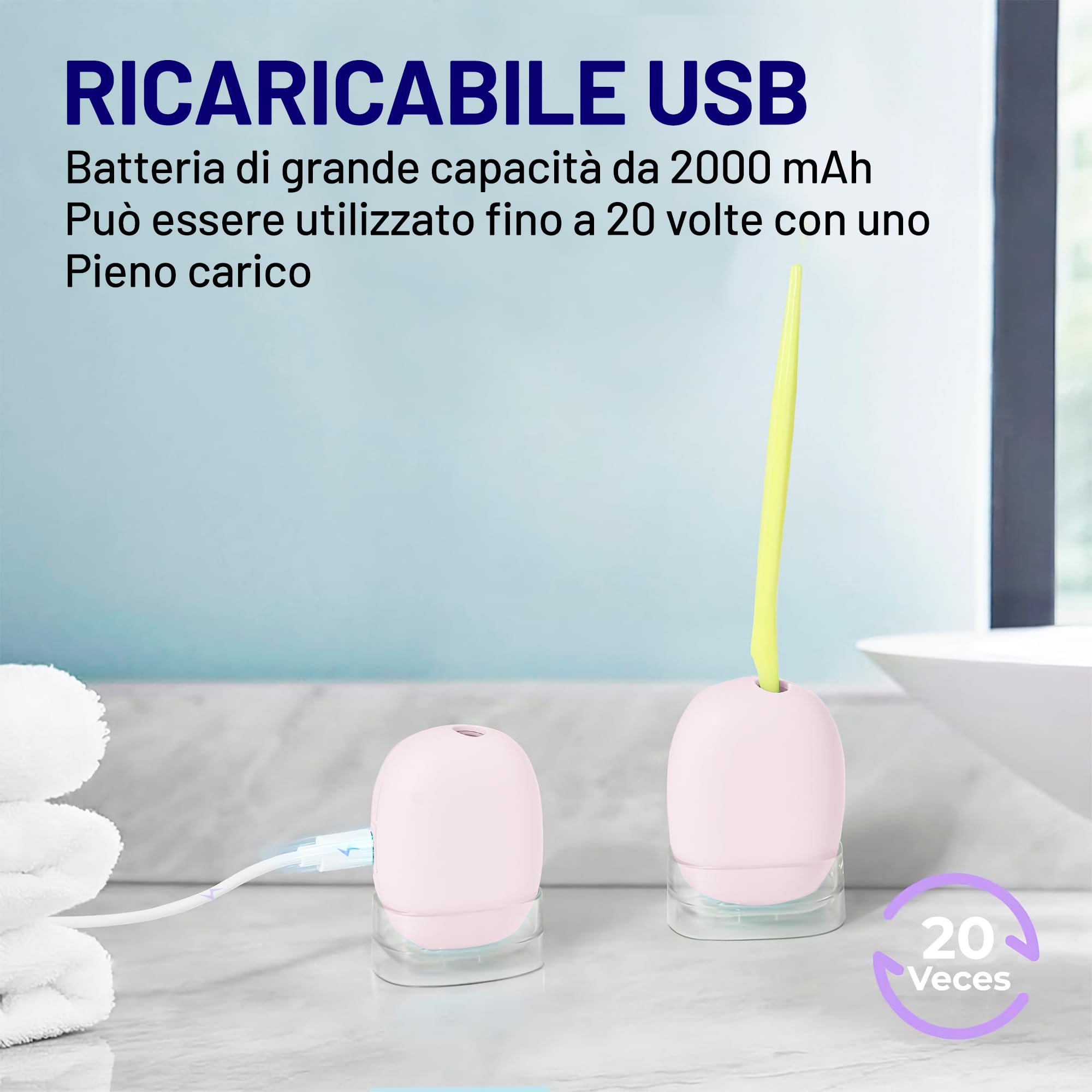 Sterilizzatore spazzolini da denti UV LED portatile | Igienizzatore per spazzolini da denti USB ricaricabile | Porta spazzolino elettrico igienizzante | Estuche per Viaggi, Casa e Ufficio