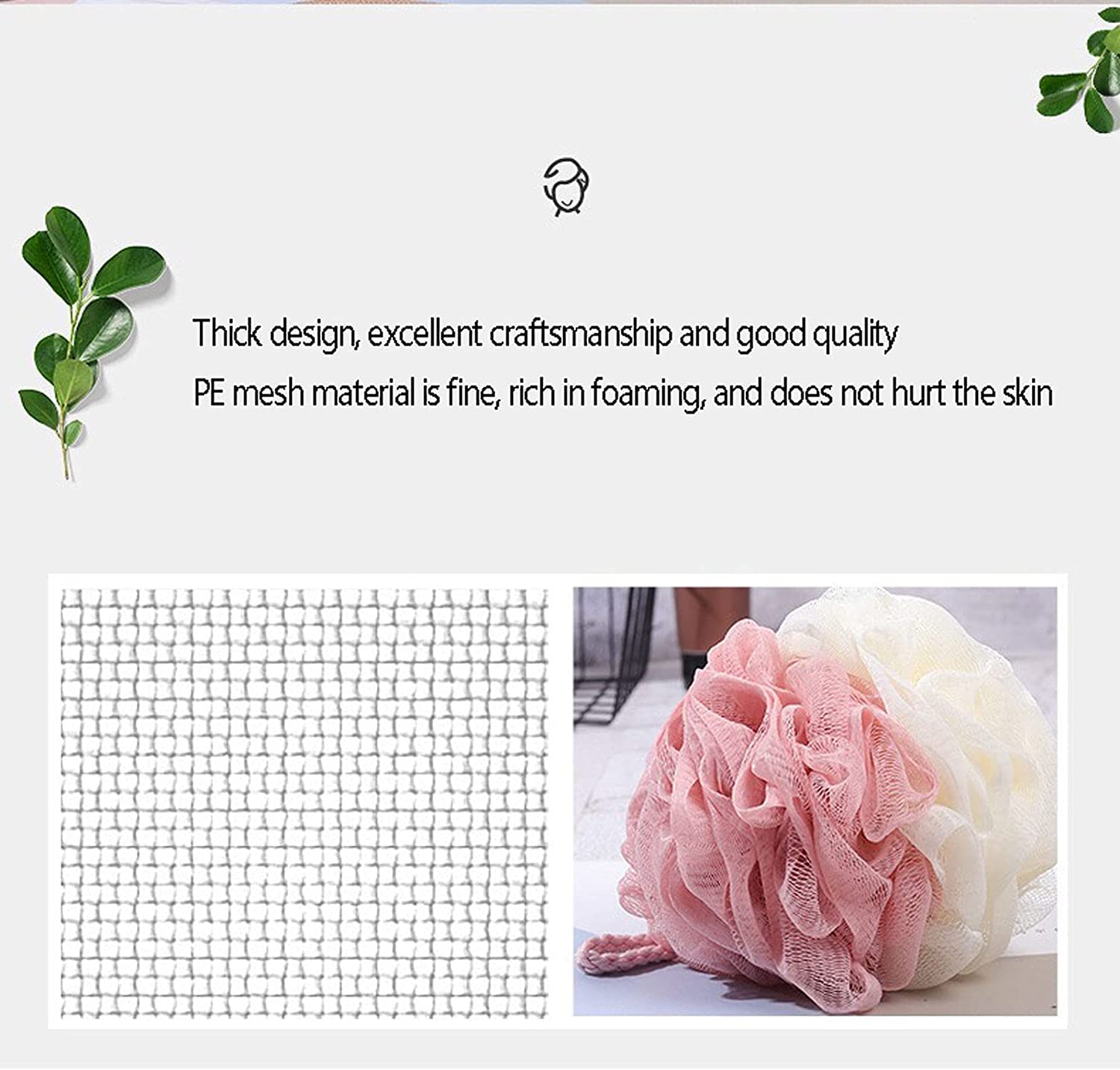 Pyłek do kąpieli Gąbka Pufa Peeling do ciała Złuszczający puszek do kąpieli Kąpielowa piłka pod prysznic Żel Piankowa kulka, siatkowy puszek Złuszczająca gąbka pod prysznic Piłka do szorowania 2 szt