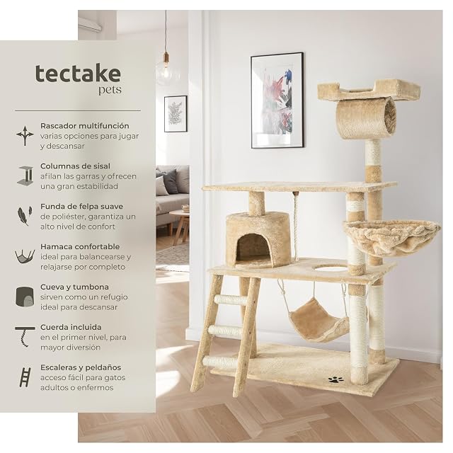Foto 2 de 8 de Torre para gatos y centro de actividades TecTake de 141 cm
