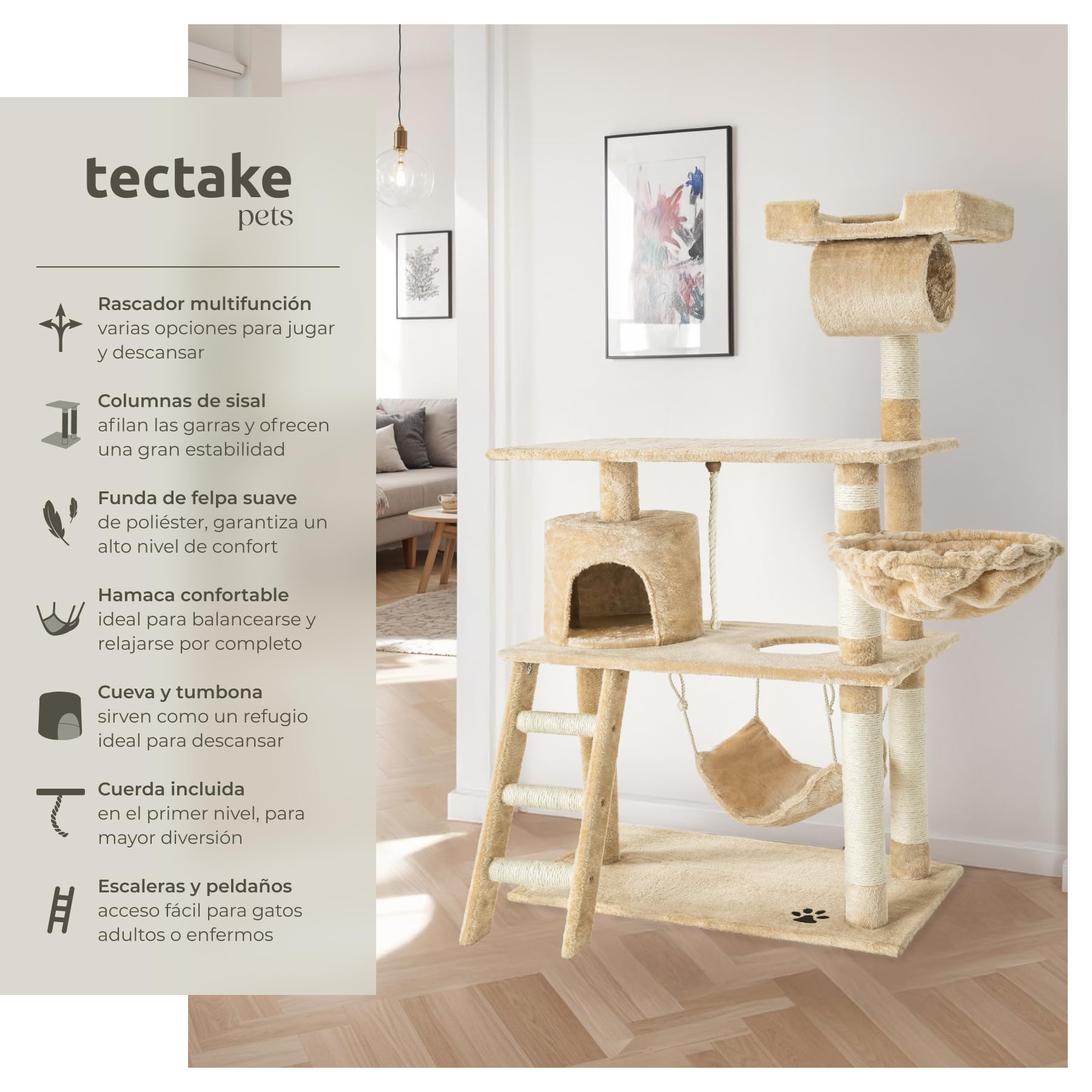Torre para gatos y centro de actividades TecTake de 141 cm