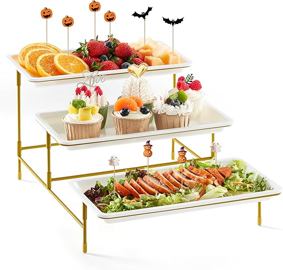 Hduacuge Vassoio Ramadan Eid Mubarak Piatto Piatto in Metallo Musulmano Parte per Il Pranzo Cena Dessert Pasticceria Presentoir C