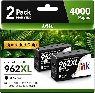 962XL Black Ink Replacement for HP 962 XL 962XL Ink Cartridges Combo Pack HP962XL/962 (2 Pack) Work for HP Officejet Pro 9010 9012 9015 9018 9020 9025 Printer Ink,Replacement for HP Ink 962XL Black