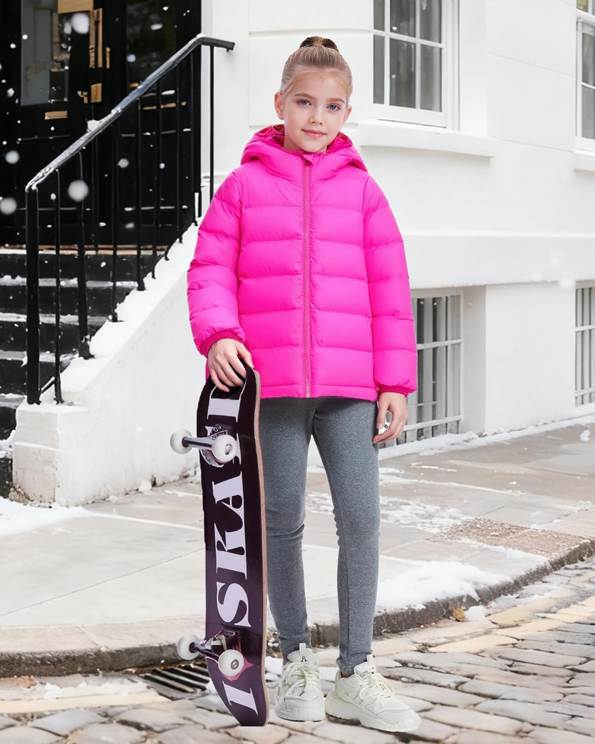 Hvididan Hooded Puffer Jackets for Girls Lightweight and Packable Autumn a Winter Coat - Image 5