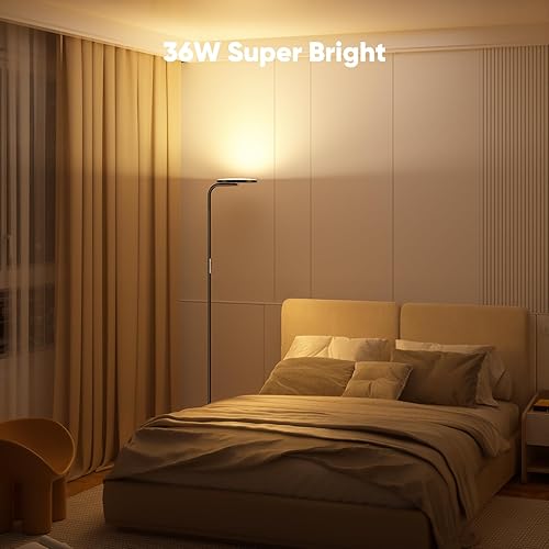 Miniatura 2 de SIBRILLE 36W LED Floor Lamp, Super Bright Standing Lamp, Modern Stepless Dimmable Torchiere Tall Lamp with Remote Control, 350°Rotating Head Reading