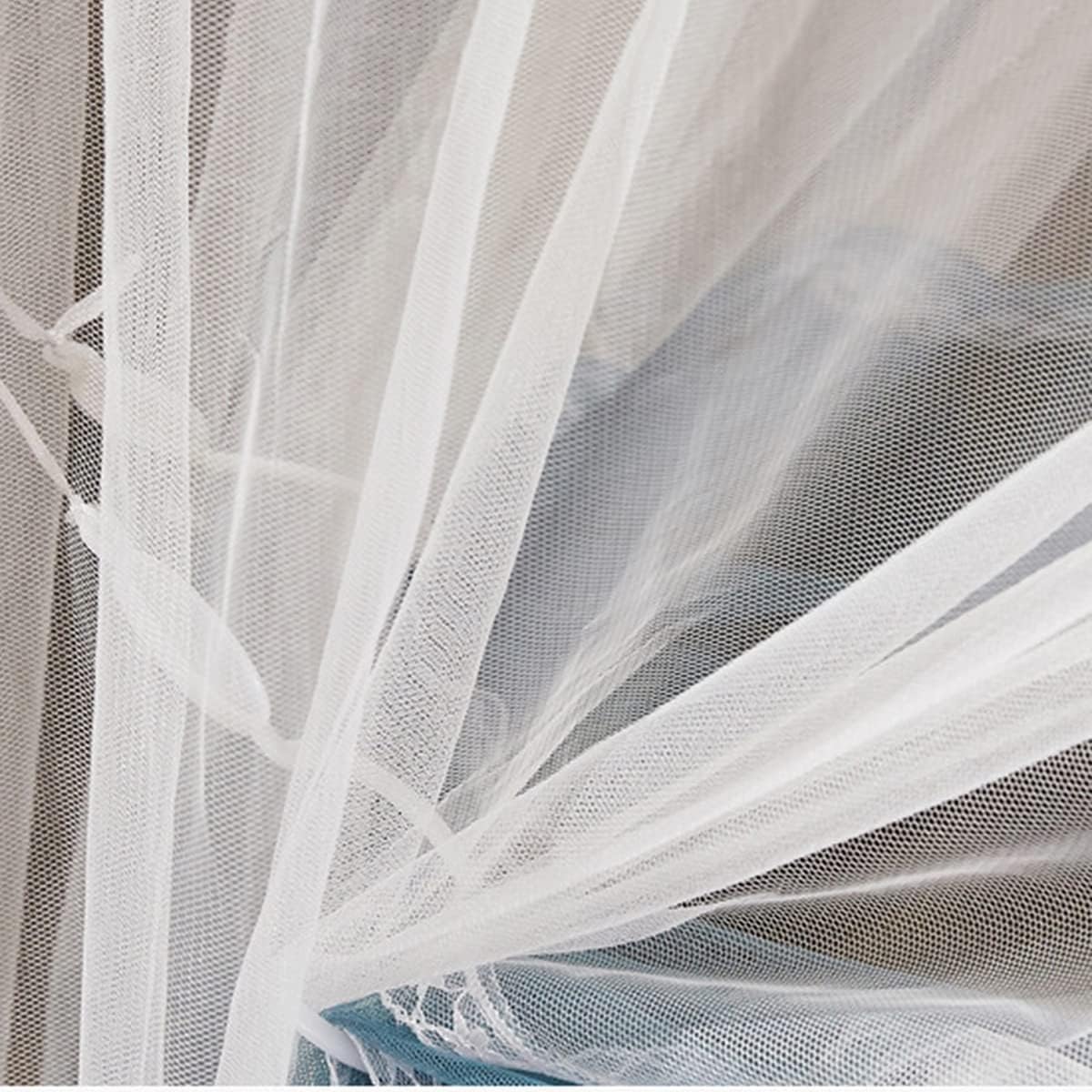 Double Bed Square Mosquito Net, Polyester Floor-Length Lace Curtains, 4 Corners for Indoor Bedroom Decoration (1.8 * 2.2m) A 1.5 * 2m