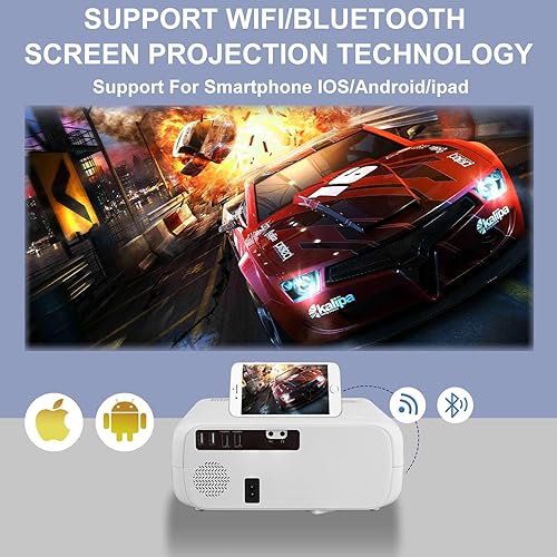 Miniatura 2 de Proyector con WiFi y Bluetooth al aire libre 4K 1080p 8500 lúmenes proyector de películas al aire libre para noche camping viajes proyector portátil