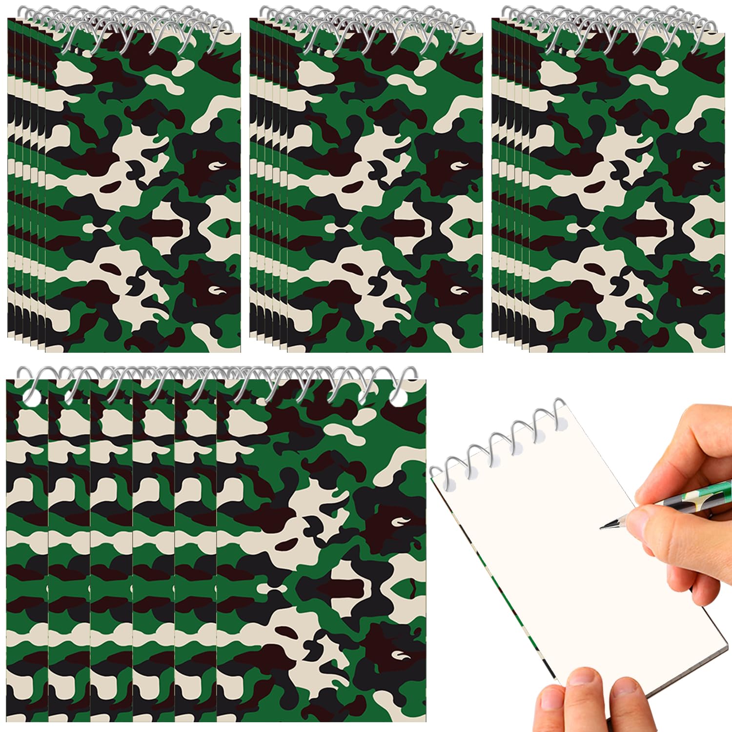 YYMYMGJ 24 Packs Camouflage Mini Spiral Notebooks Military Pocket Notepads Journal Memo Pads for Army Birthday Party Favors Gifts Goodie Bag Office