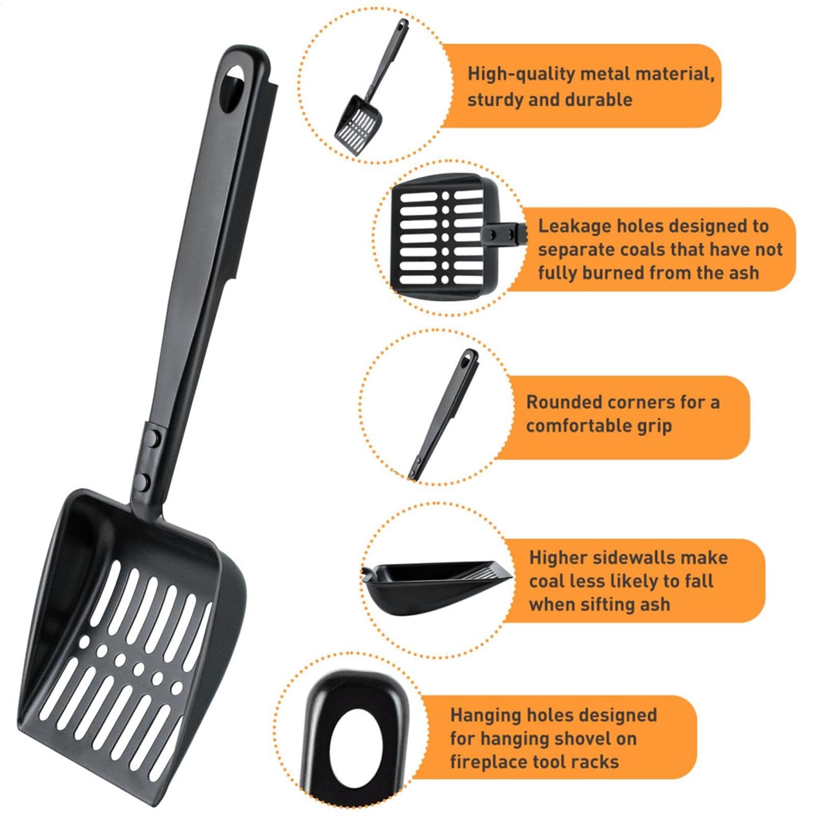 Metal Fireplace Ash Shovel, Hollow Out Wood Stove Ash Sifter, Iron Coal Shovel, Fire Pit Tools, Fireplace Ash Remover, Outdoor BBQ Grill Tools, Iron Ash Shovel, Ash Sifter Shovel