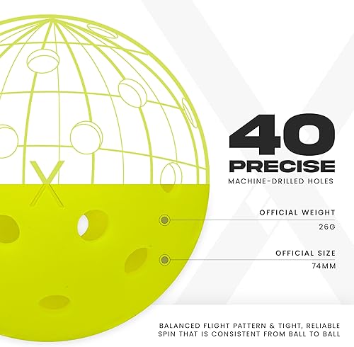 Vista 69 de Franklin Sports Pelotas de pickleball para exteriores X-40 – Bola oficial de Estados Unidos Pickleball, Tour APP + US Open – Tamaño reglamentario