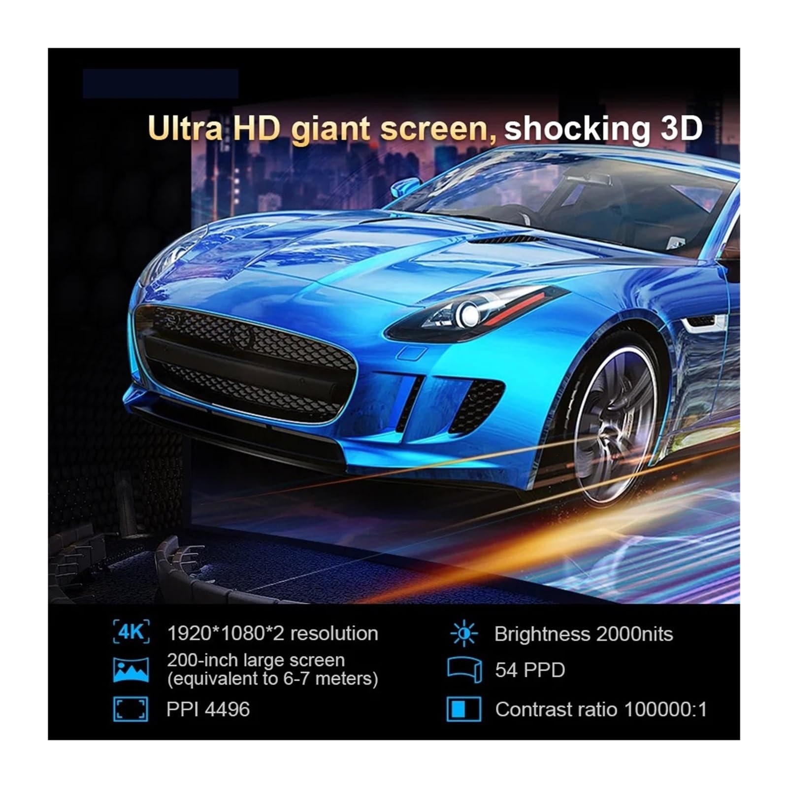 Gafas 3D Inteligentes con Memoria de 256 GB, integradas en la Cabeza, con Realidad Virtual 3D y Pantalla Gigante. Auriculares VR compatibles con HDMI for Android.(128GB Glasses)