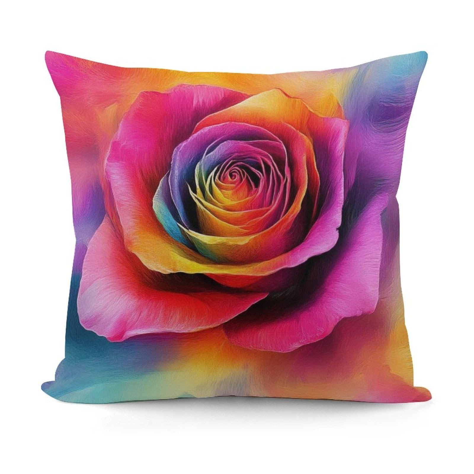 Smazdfxx Picture(566) Softffy Trippy Tie Dye Rose Colorful Cushion Covers Comfort Plush Pillow Cover For Sofa Bedroom Pillow Shell