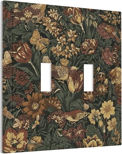 Miniatura 59 de Cubierta de interruptor de luz de palanca doble de 2 cuadras, color rosa, hongos, flores, placa de pared, placa frontal eléctrica, retro, años 70,