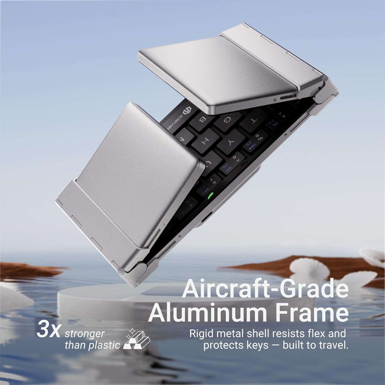 iClever Foldable Bluetooth Keyboard, Ultra-Slim Metal Keyboard with USB-C Charging, Tri-Folding Design for Laptop, iPad, iPhone, Tablet - Sync 3 Devices, Portable & Space-Saving - Image 4