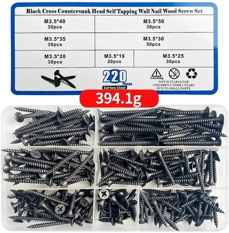 Versatile Boxed Screws Carbon Steel Screw Assortment Metal Project Fasteners Comes In An Easy-to-access Storage Container Ideal For DIY And Construction Furniture Assembly And Home Improvement(1 BOX)