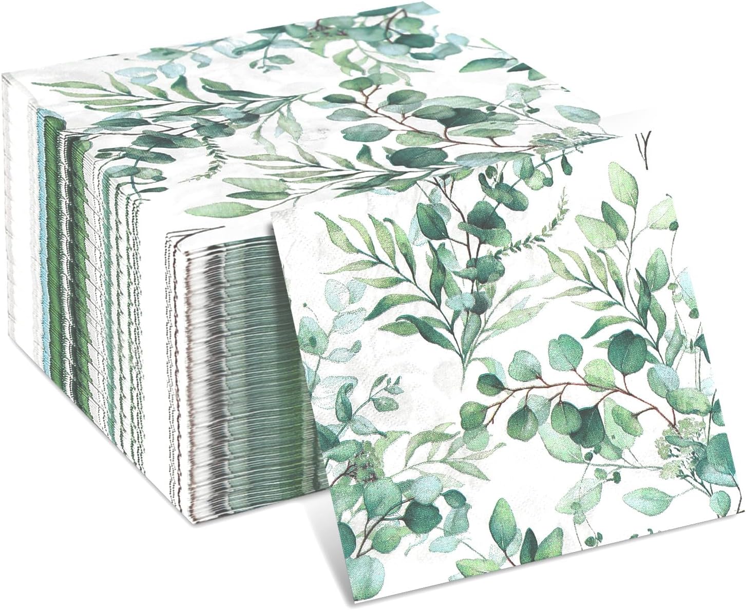 Eucalyptus Napkins, 120 Pcs 3 Ply Eucalyptus Floral Wedding Napkins, Disposable Eucalyptus Leaf