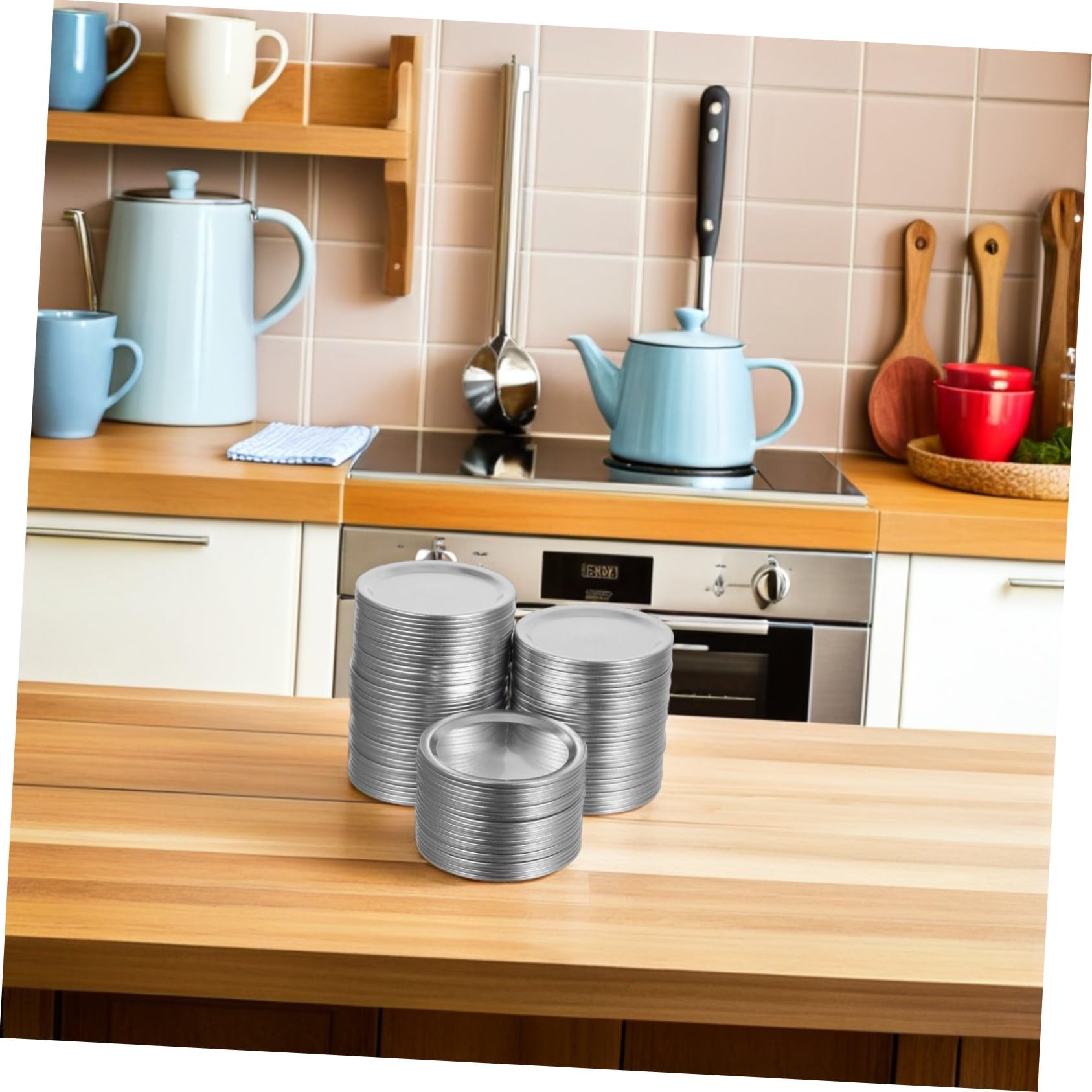 Coperchi Mason Jar 100 Pezzi 70mm in Alluminio per Vasetti