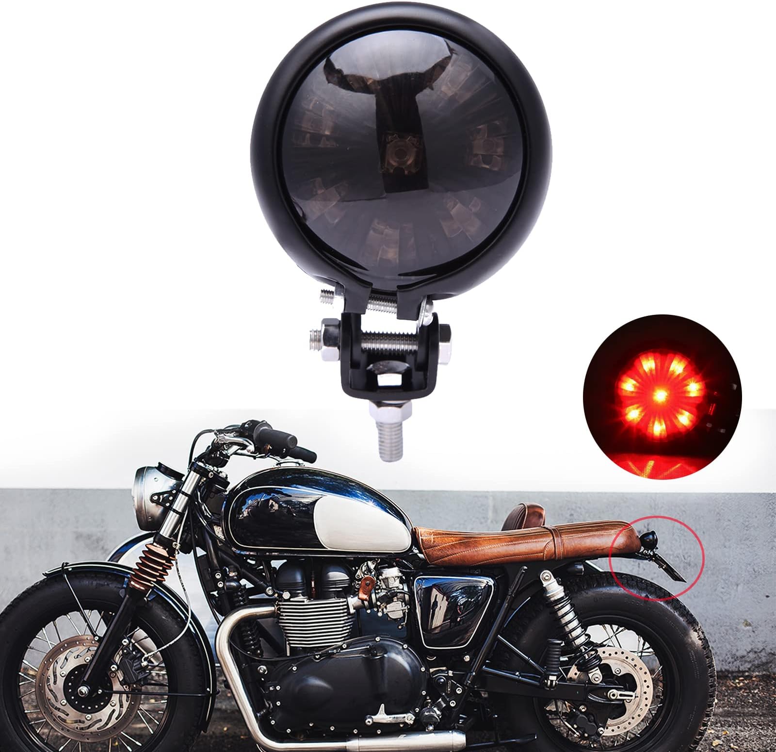 Alchemy Parts Feu Arrière LED Moto Chrome - Stop Et Feu De