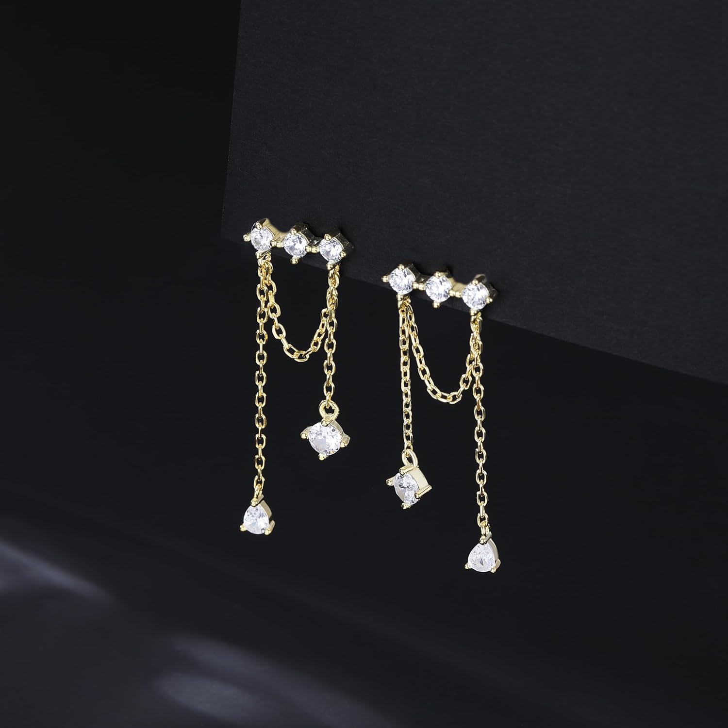 SLUYNZ Solid 925 Sterling Silver CZ Dangle Earrings for Women Teens Elegant Wedding Dangle Earrings Tassel Chain - Image 4