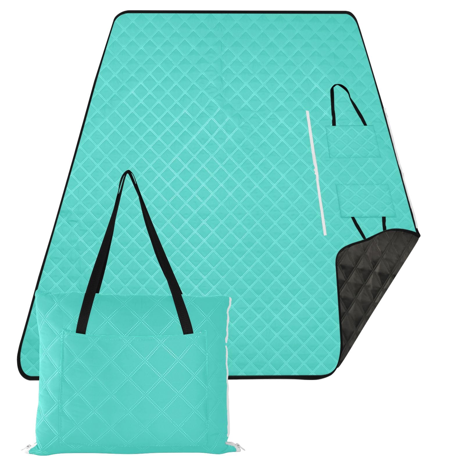 ODAWA Grand tapis de plage pliable turquoise pour camping ou voyage, 203,2 x 299,7 cm