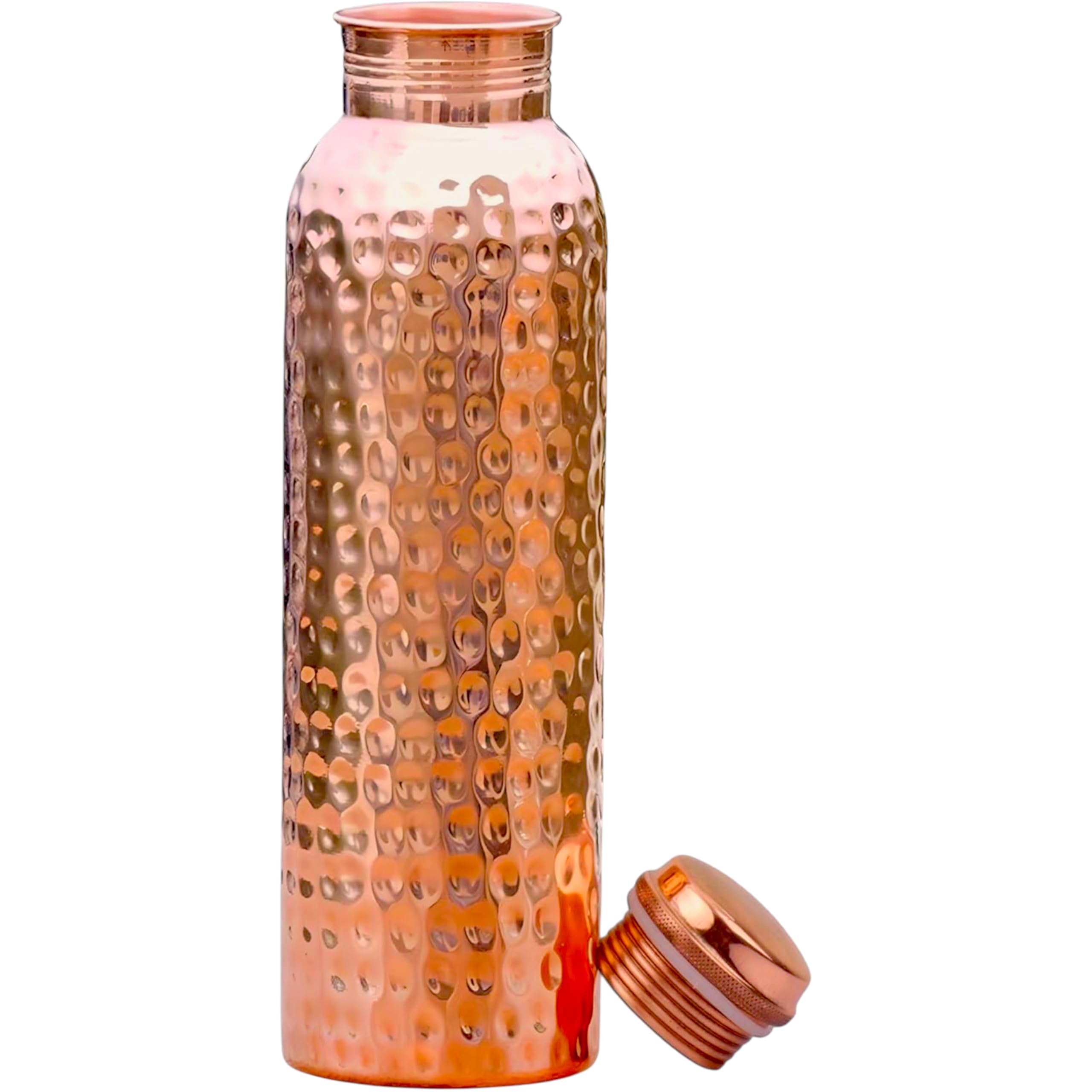 BUYERWELL Pure Copper Water Bottle, Ayurvedic Copper Drinking Water Bottle, Leak-proof and Eco-Friendly Design, Ideal for Yoga, Gym and Wellness, Hammered 1000ml